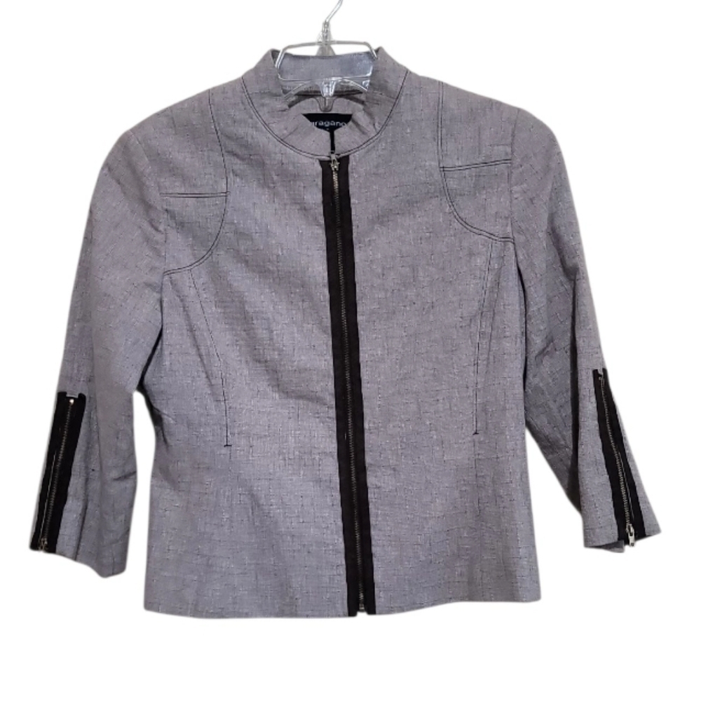 Sharagano Women Brown 3/4 Sleeve  Blazer Jacket Size 8